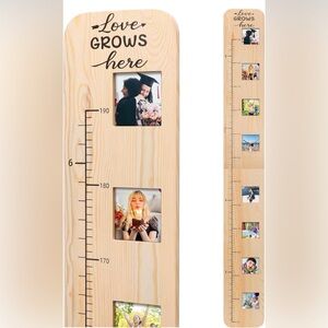 Garybank Solid Wood Growth Chart for Kids W/Picture Frames Milestone Foldable